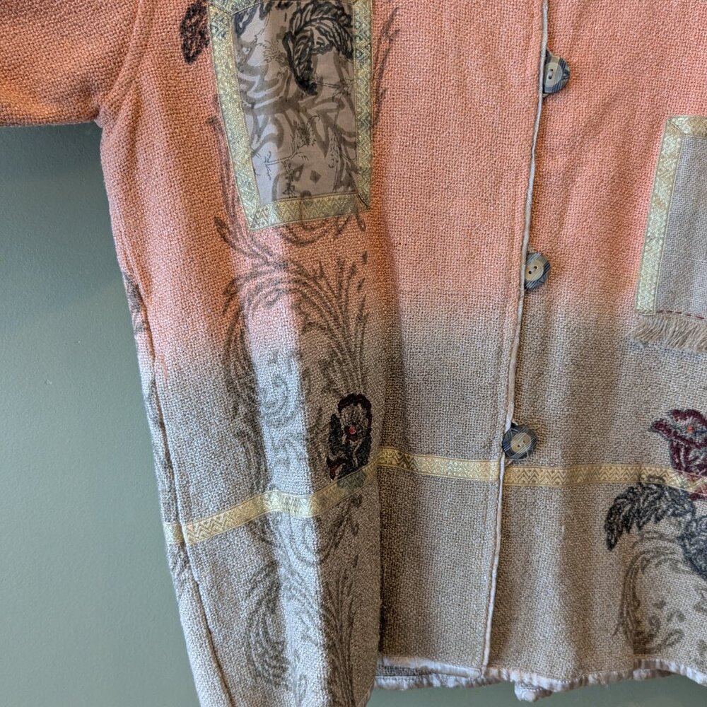 Vtg Flashback Boho Patchwork Embroider Floral Pin… - image 3